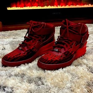 Nike AF1 Sky Dunk ombré red wedge shoes. Like new condition!